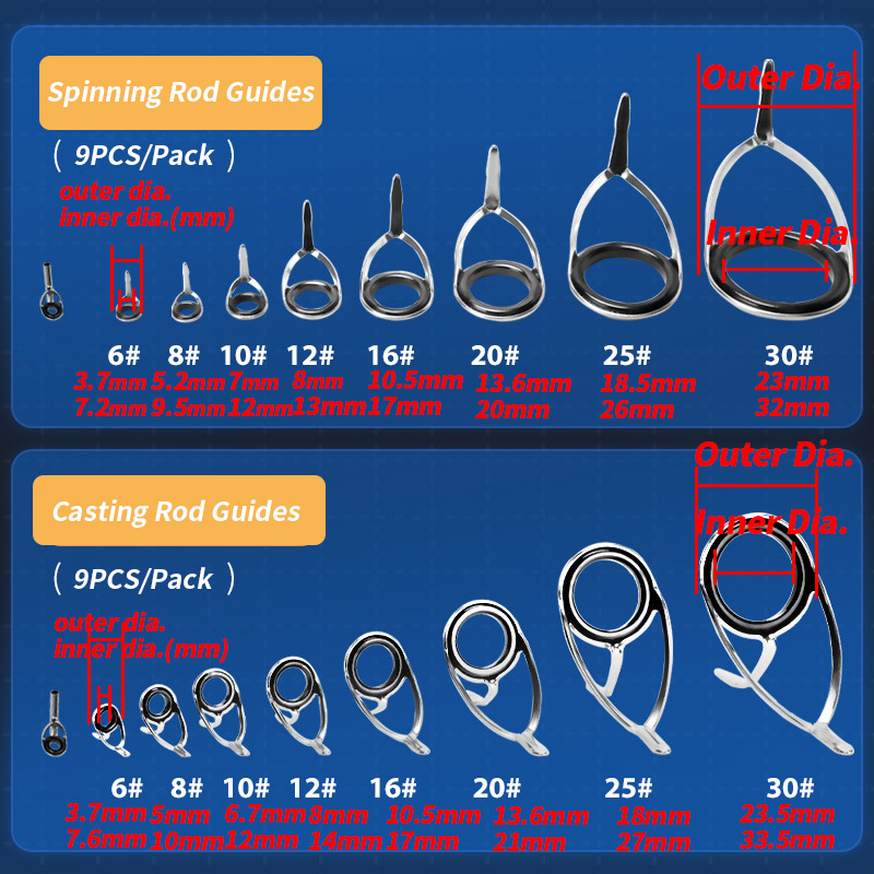 9Pcs Fishing Rod Guides Ring R - Fishing Rod Repair Kit 评论和价格